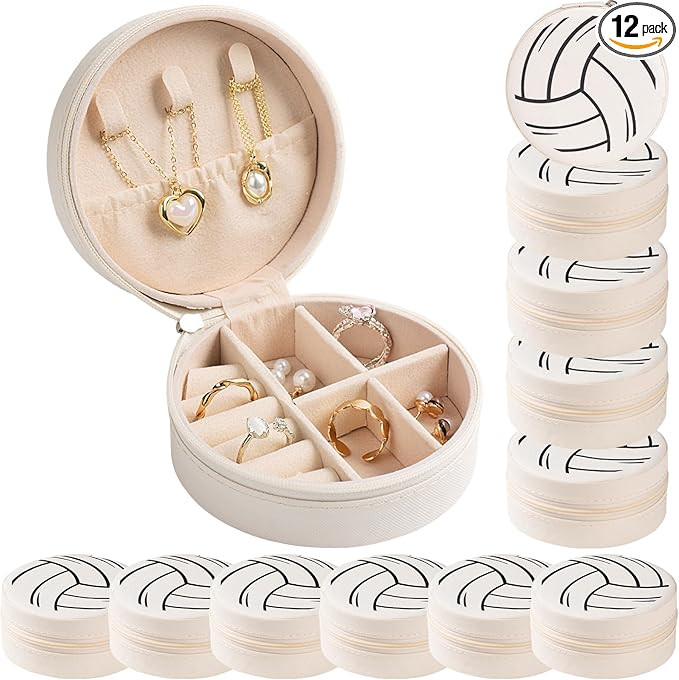 12-Pack Volleyball Travel Jewelry Case Round Volleyball Stuff Portable Jewelry Organizer Storage ... | Amazon (US)