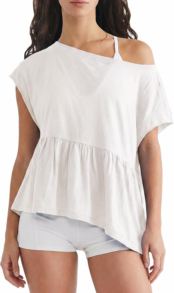 Jenkoon Womens Babydoll Tops Summer Flowy Casual Loose Fit Drapey Tee Cotton Boat Neck T-Shirt | Amazon (US)