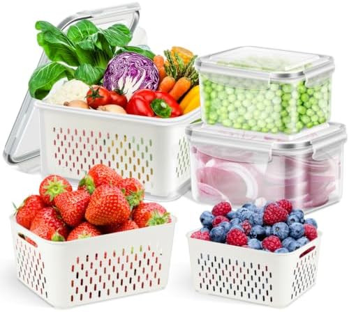 TBMax Fruit Storage Containers for Fridge, 6 Pcs Produce Saver with Colander for Rinsing, Berry C... | Amazon (US)