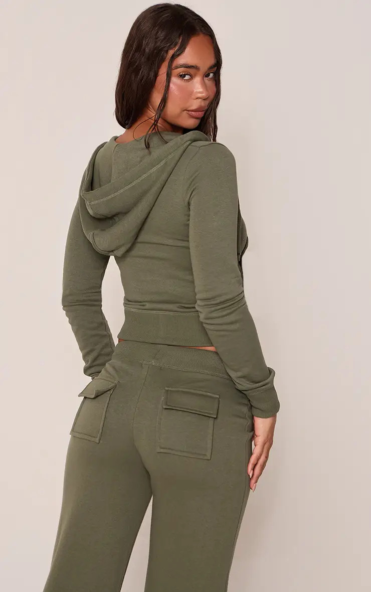 Sage Khaki Low Rise Fitted Joggers | PrettyLittleThing UK