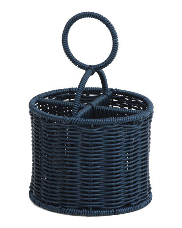 Resin Wicker Anchor Four Section Round Caddy | TJ Maxx