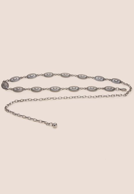Womens Silver Disc Chain Belt | Peacocks