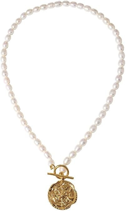 NONNYL Pearl Necklace for Women Gifts Genuine White Freshwater Cultured Pearls Pendant Necklaces-... | Amazon (US)