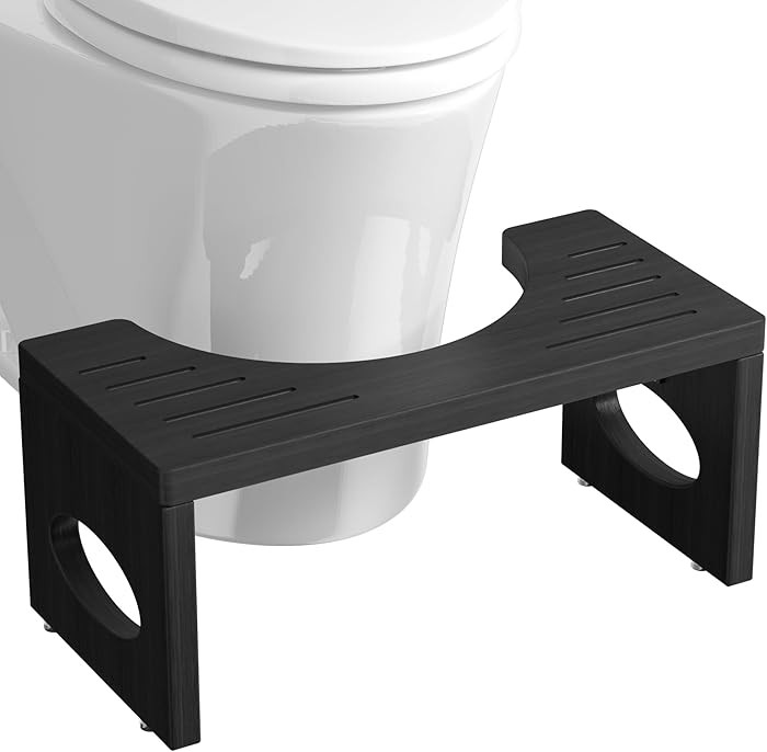 ROMGUAR CRAFT 7 Inch Bamboo Toilet Stool, Foldable Poop Stool, Bathroom Step Stool Squat (Black) | Amazon (US)