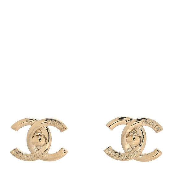 Metal Logo CC Turnlock Earrings Gold | FASHIONPHILE (US)