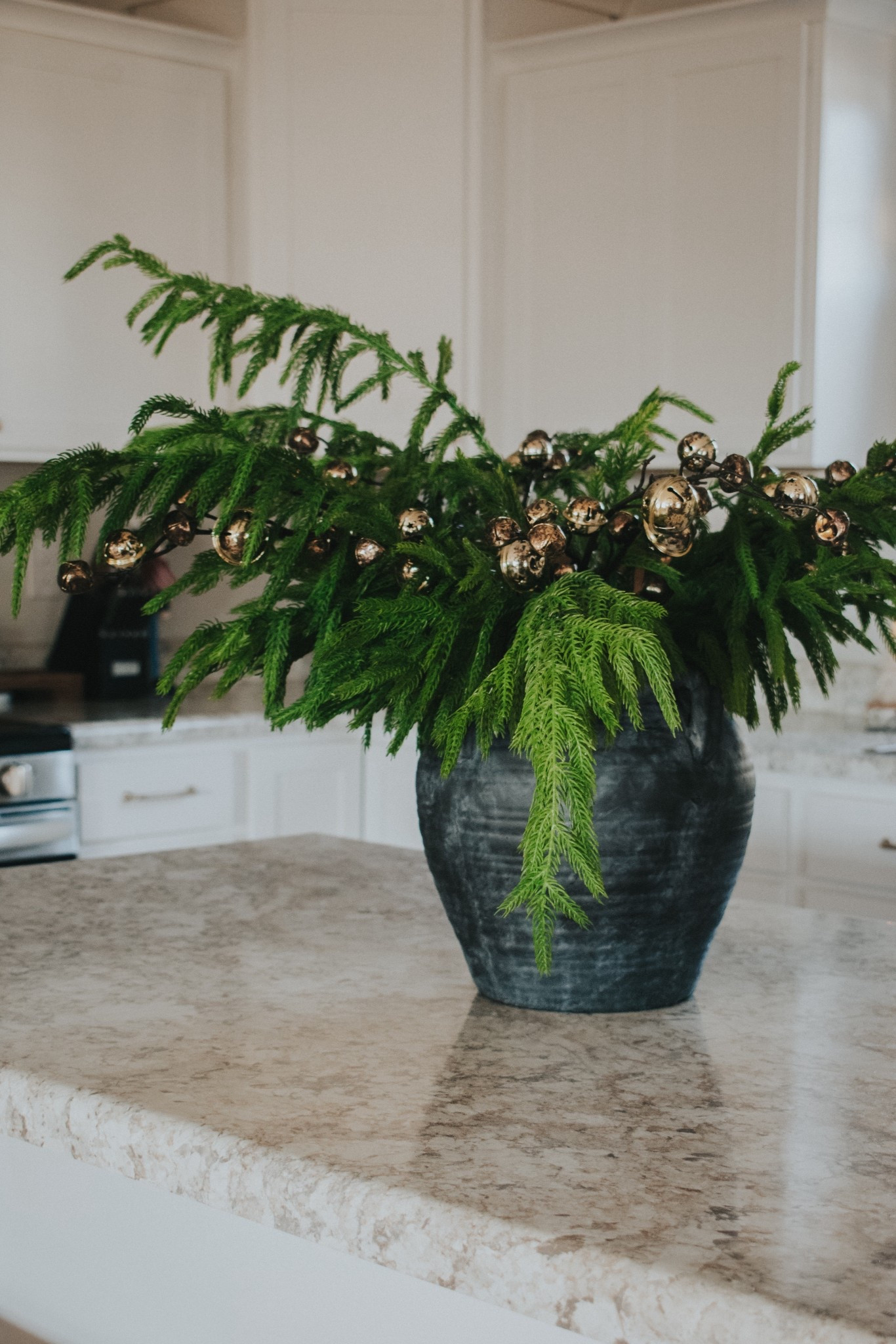 #ad Norfolk pine, bell stems, and a worn vintage inspired vase for an earthy and organic Christmas centerpiece. These stems are classic and the bells add such a fun holiday flair. They’d be so pretty in a garland too. Can get this as a bundle or purchase the pine and bell stems separately  

#LTKSeasonal #LTKHoliday #LTKHome