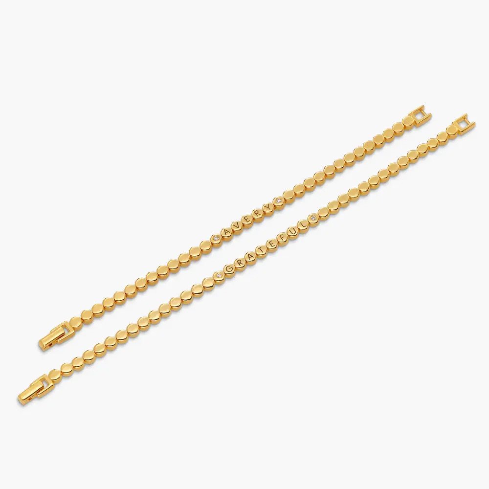 Engraved Dot Bracelet with sparkling stones - Gold | Oak & Luna (US)