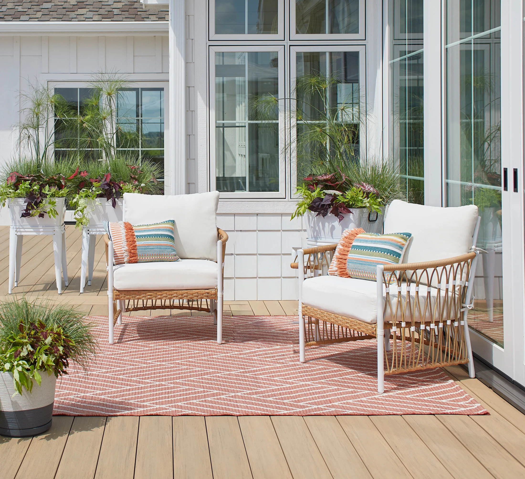 Better Homes & Gardens Lilah 2-Pack Outdoor Wicker Lounge Chairs, White | Walmart (US)