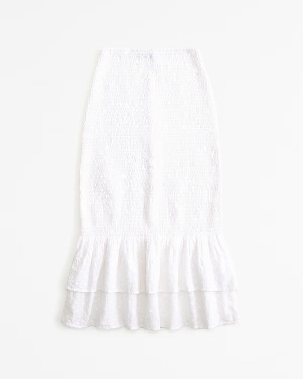 Women's Eyelet Smocked Midi Skirt | Women's The A&F Wedding Shop | Abercrombie.com | Abercrombie & Fitch (US)