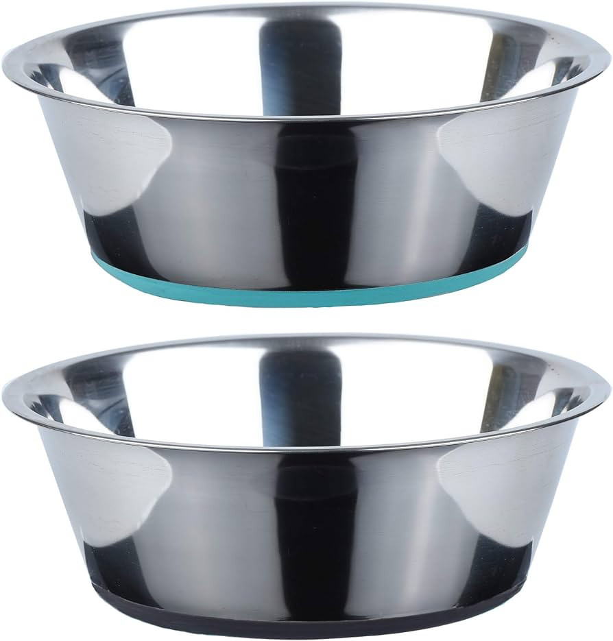 PEGGY11 Deep Stainless Steel Anti-Slip Dog Bowls, 2 Pack, 8 Cups | Amazon (US)