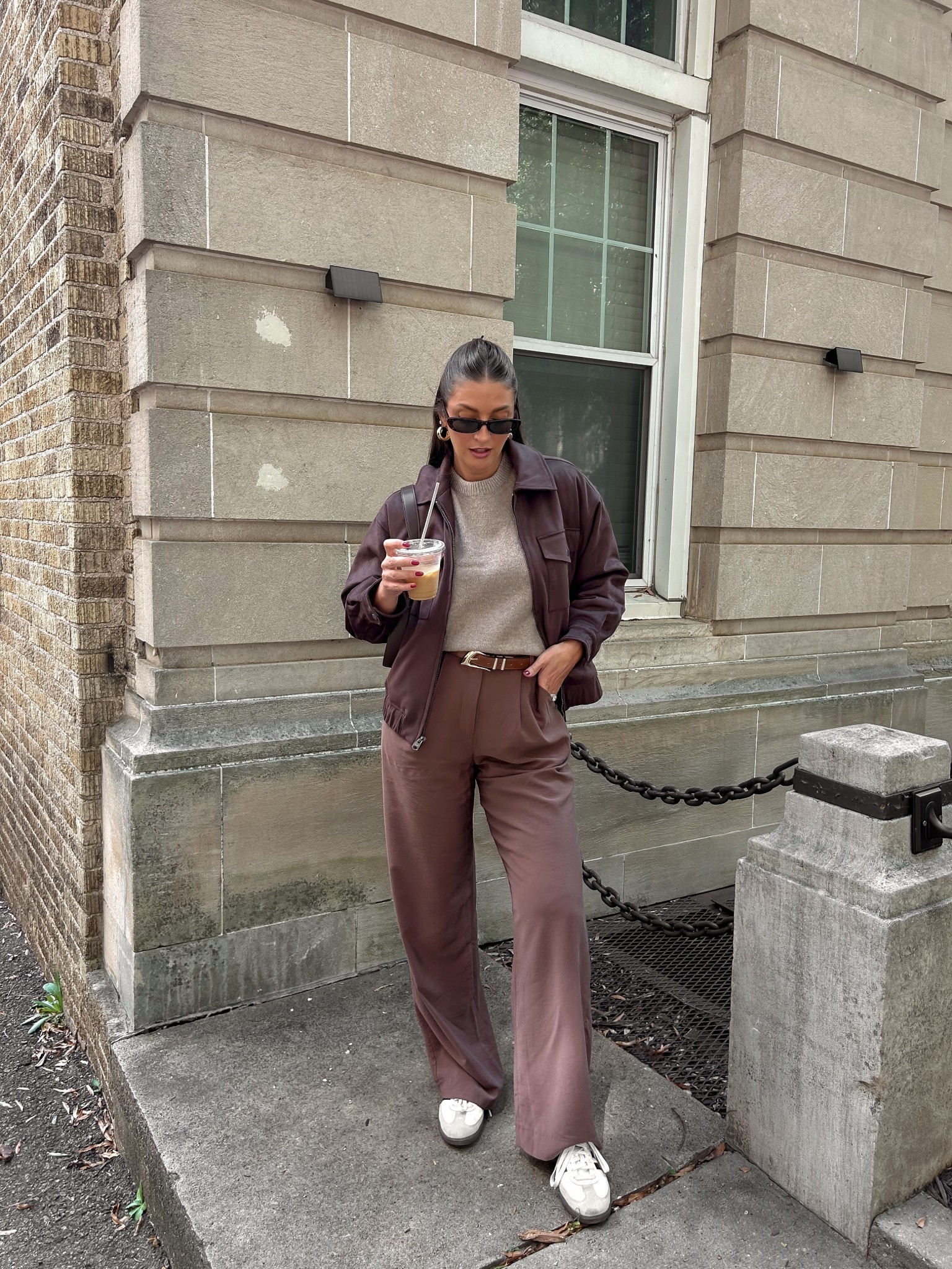 Cutest fall outfit!! Entire look is on sale for 25% off for the LTK fall sale. Wearing a size 28 in the wide leg pants, small in the top and bomber jacket. 

#LTKFindsUnder100 #LTKFallSale #LTKSaleAlert