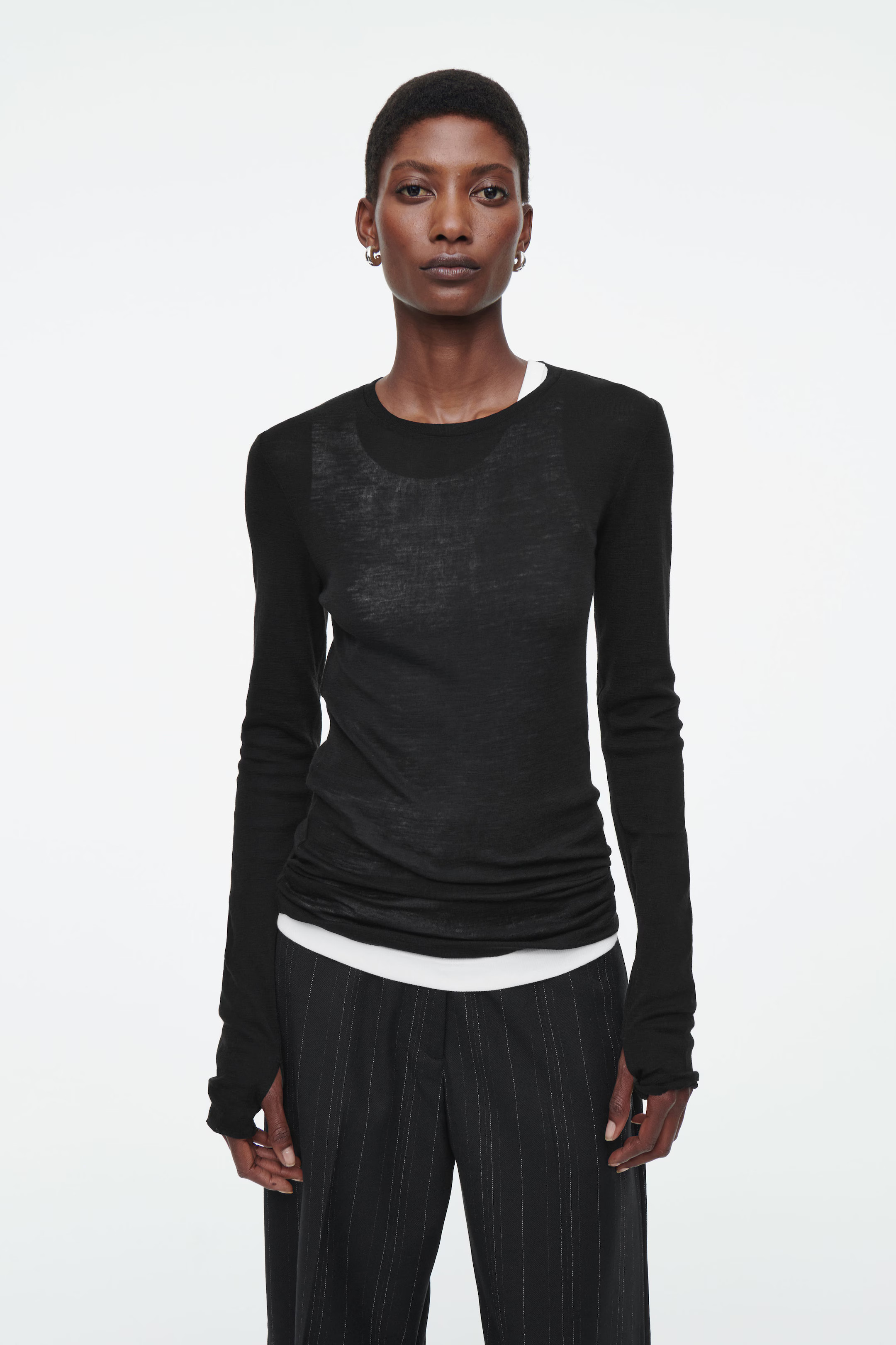 CREW-NECK MERINO WOOL TOP - BLACK | COS (AU)