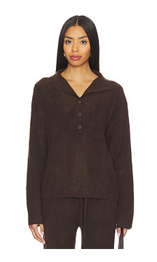 Bobi Button Funnel Neck Sweater in Umber from Revolve.com | Revolve Clothing (Global)