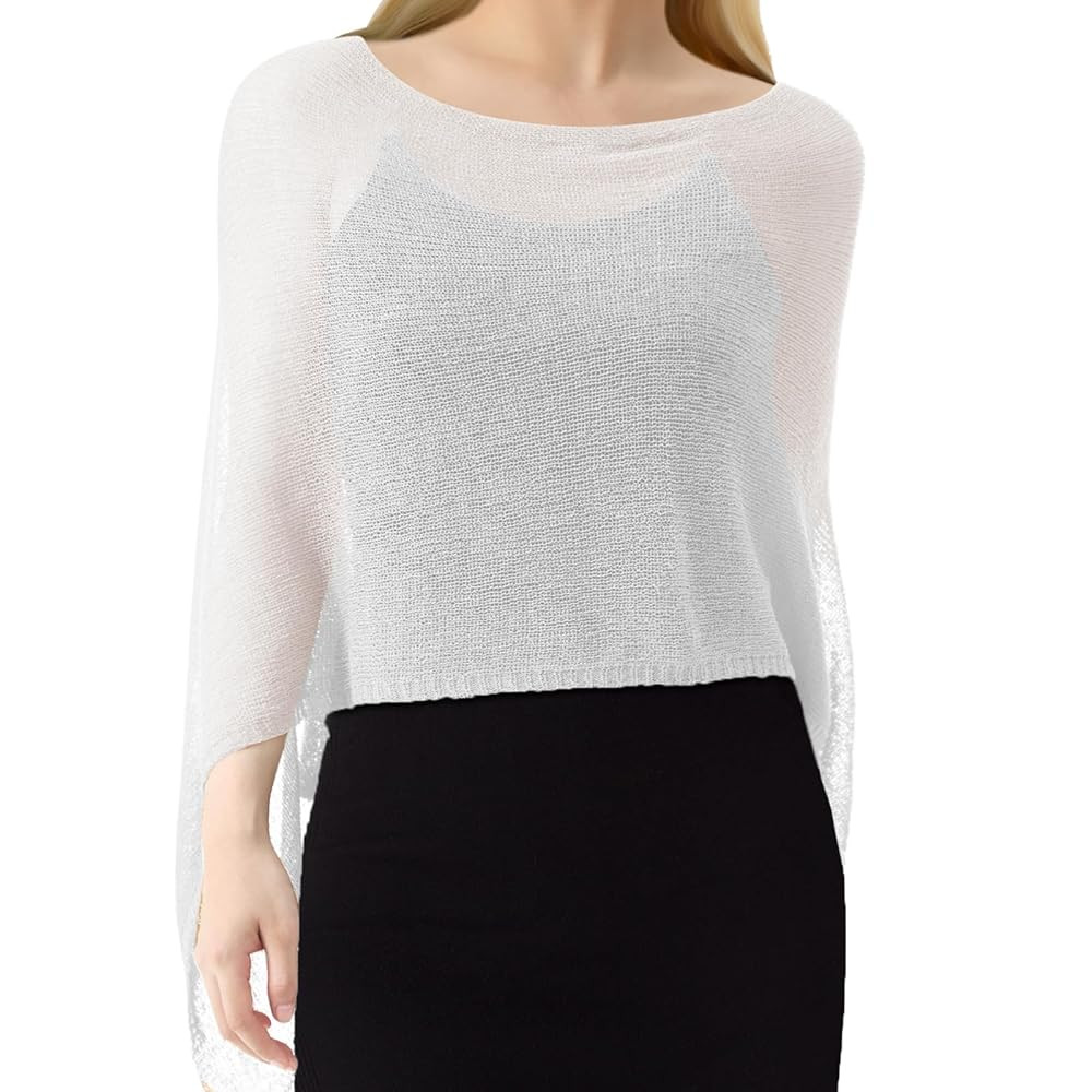 1 Pcs Women Sheer Poncho Shrug Summer Sheer Blouse Top Lightweight Poncho Sheer Bolero for Formal... | Amazon (US)