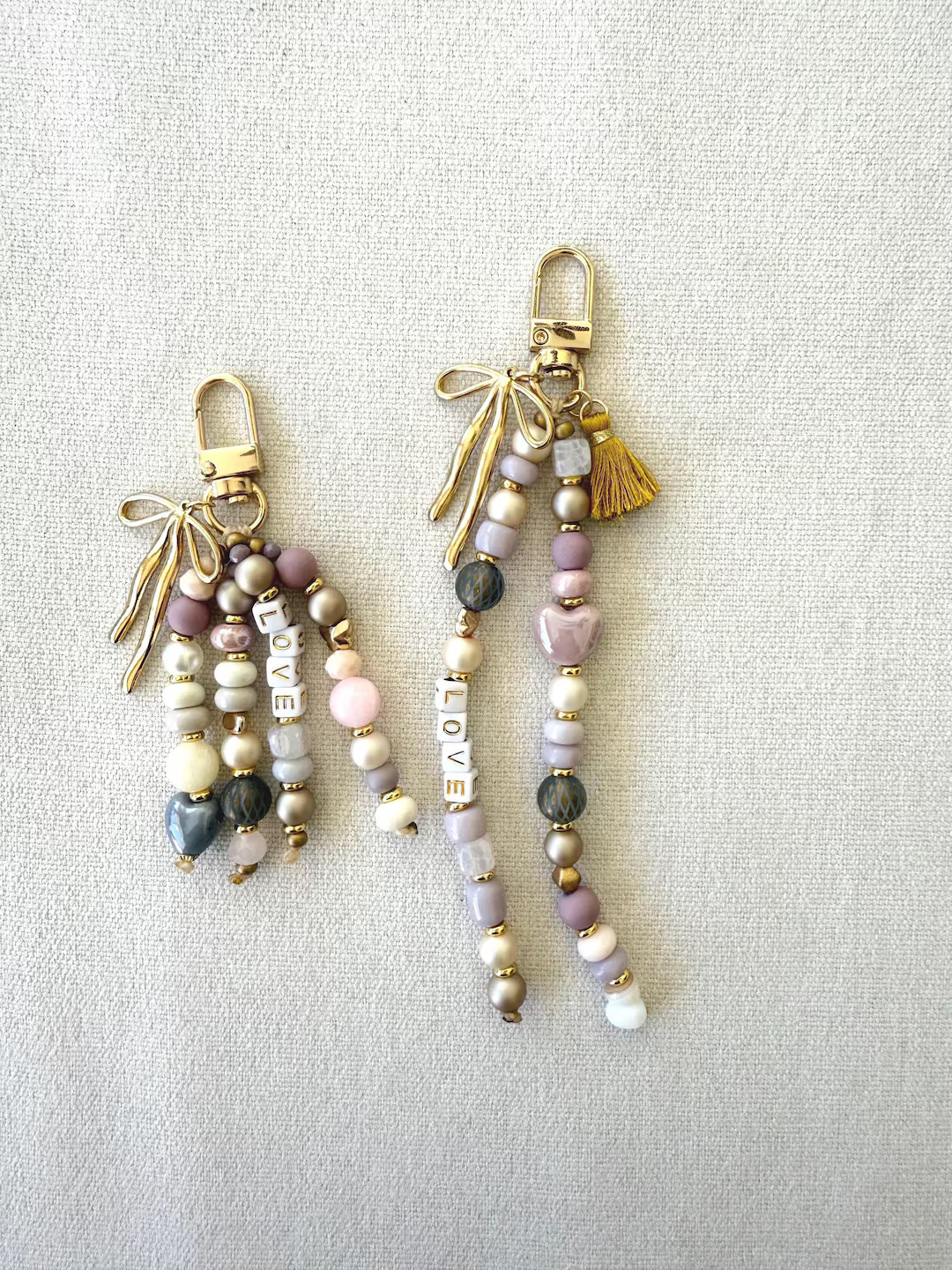 Muted Neutral Blush and Mauve Pink Bag Charm, Keychain-customize - Etsy | Etsy (US)