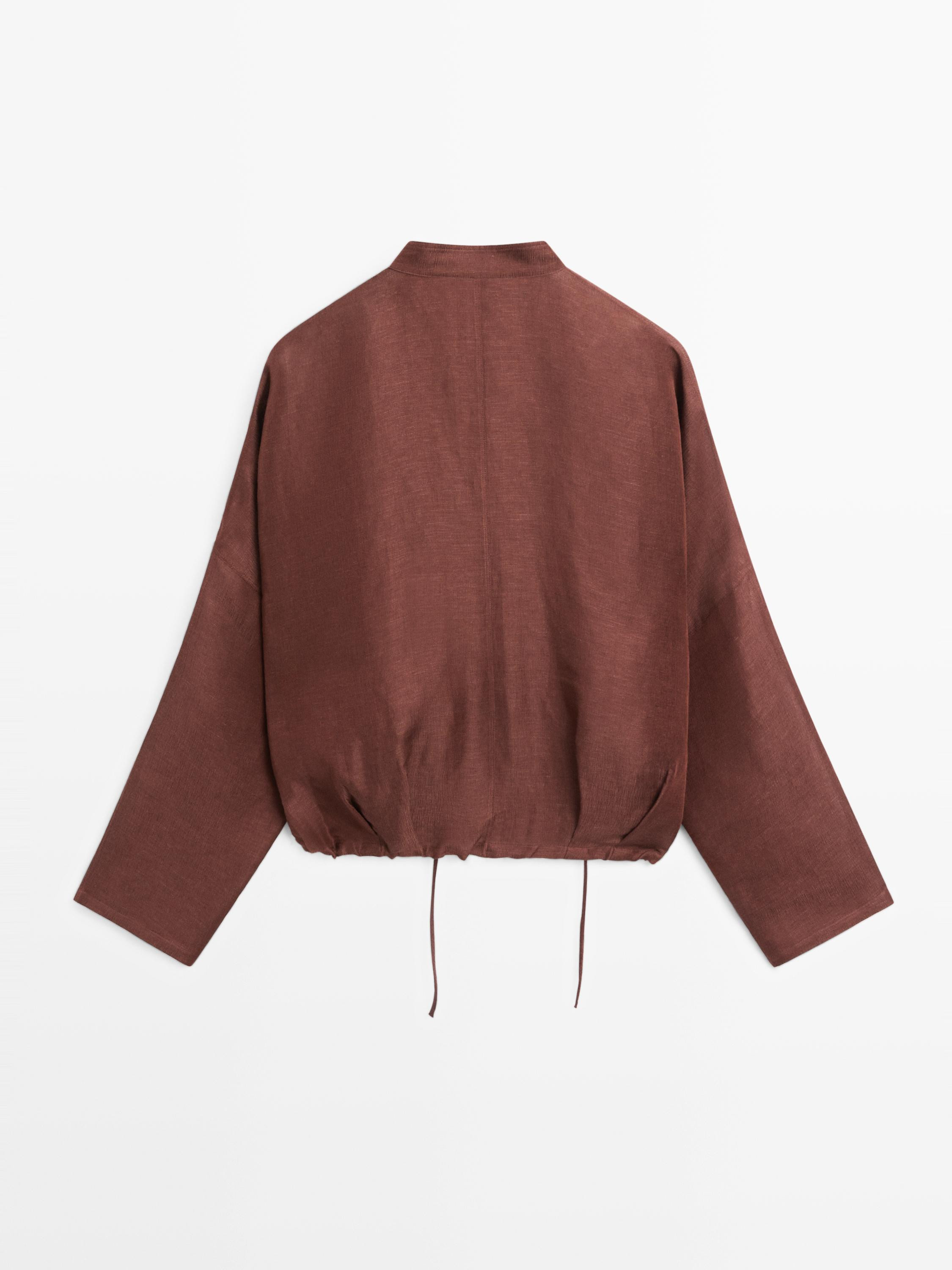 Linen blend bomber jacket | Massimo Dutti UK