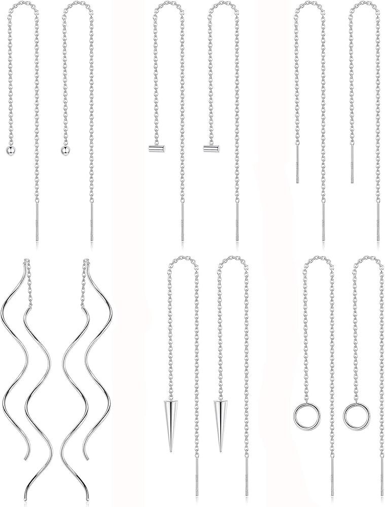 6 Pairs Stainless Steel Chain Tassel Earrings for Women Lightweight Wave Threader Ball Dangle Dro... | Amazon (CA)