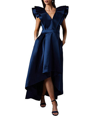 Women's Frill Sleeve V-Neck Midi Dress | Macy's