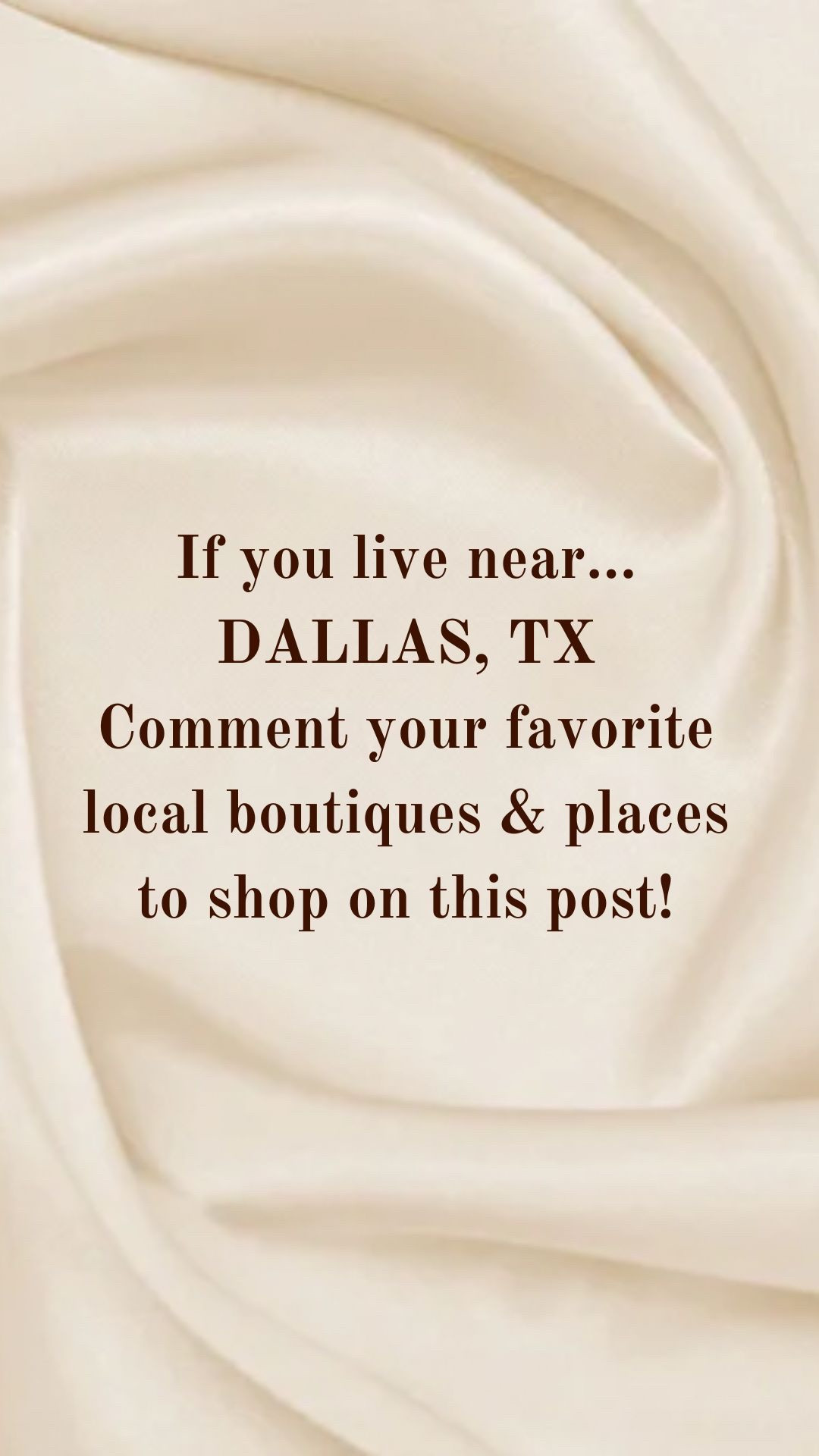 If you live near DALLAS, TEXAS, comment your favorite local boutiques & places to shop on this post! We will keep these posts in a post collection on our LTK page so you can return to them when you travel! So whether you live in this city, or are a frequent traveler, leave all your DALLAS, TEXAS recommendations below!🤎🤎🤎

#LTKFamily #LTKStyleTip #LTKTravel