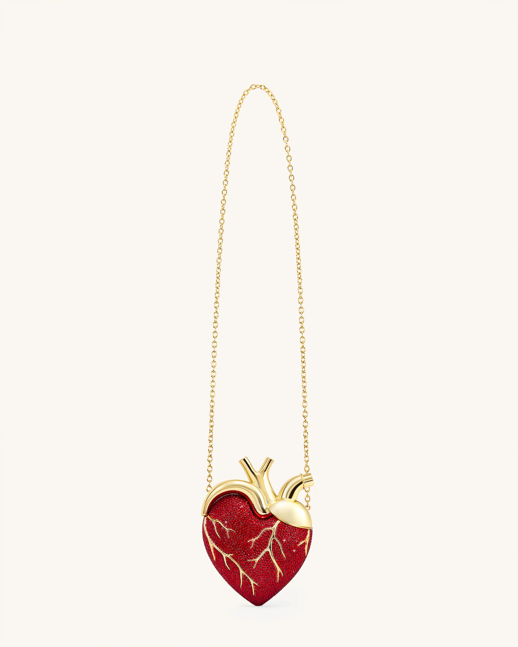 Maren Artificial Crystal Heart Shaped Bag - Red | JW PEI US