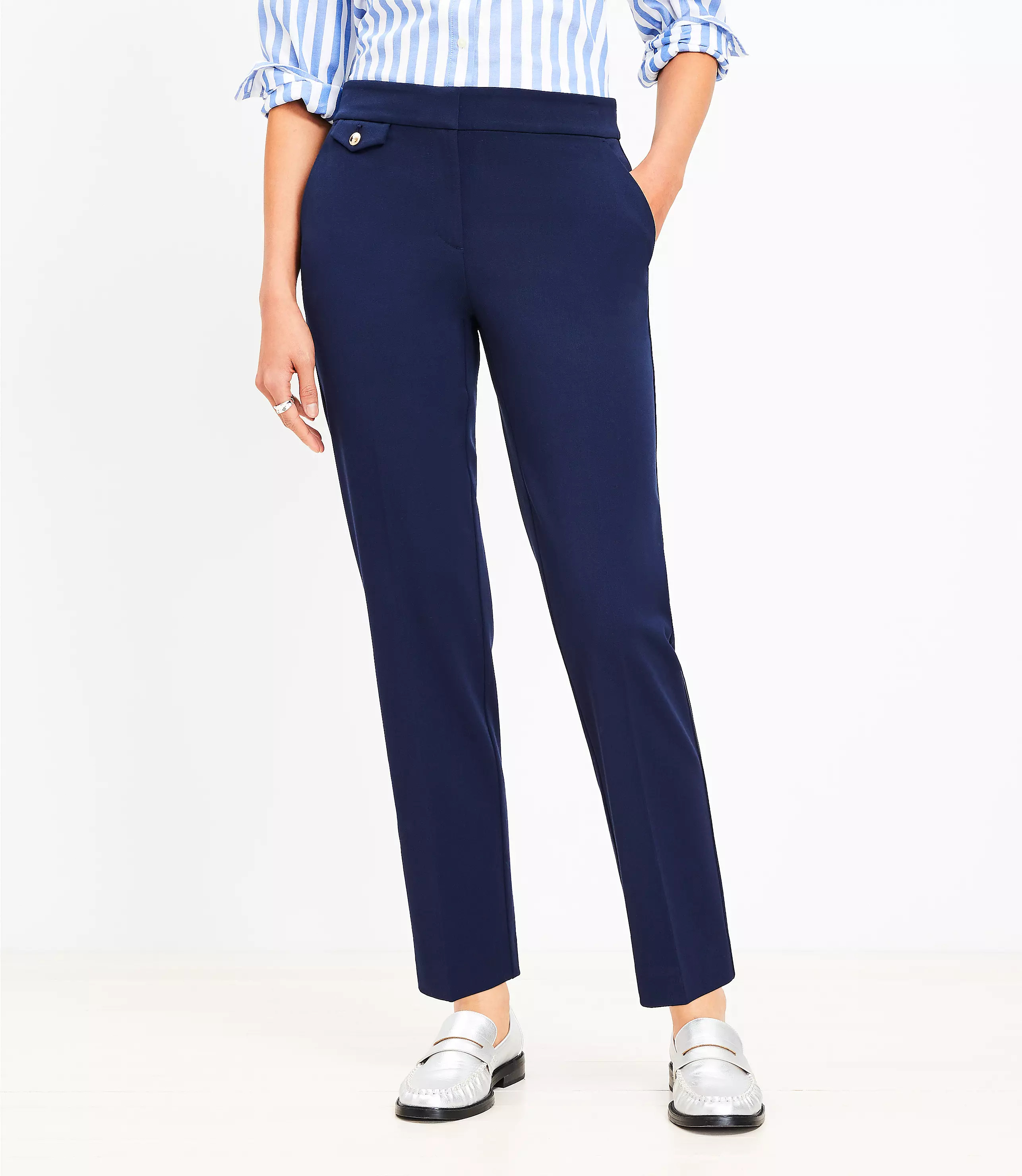 Button Pocket Riviera Slim Pants in Bi-Stretch | LOFT