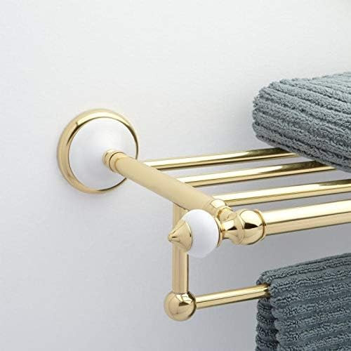 Signature Hardware 413149 Adelaide 21-3/8" Solid Brass and Porcelain Towel Rack - Polished Brass | Amazon (US)