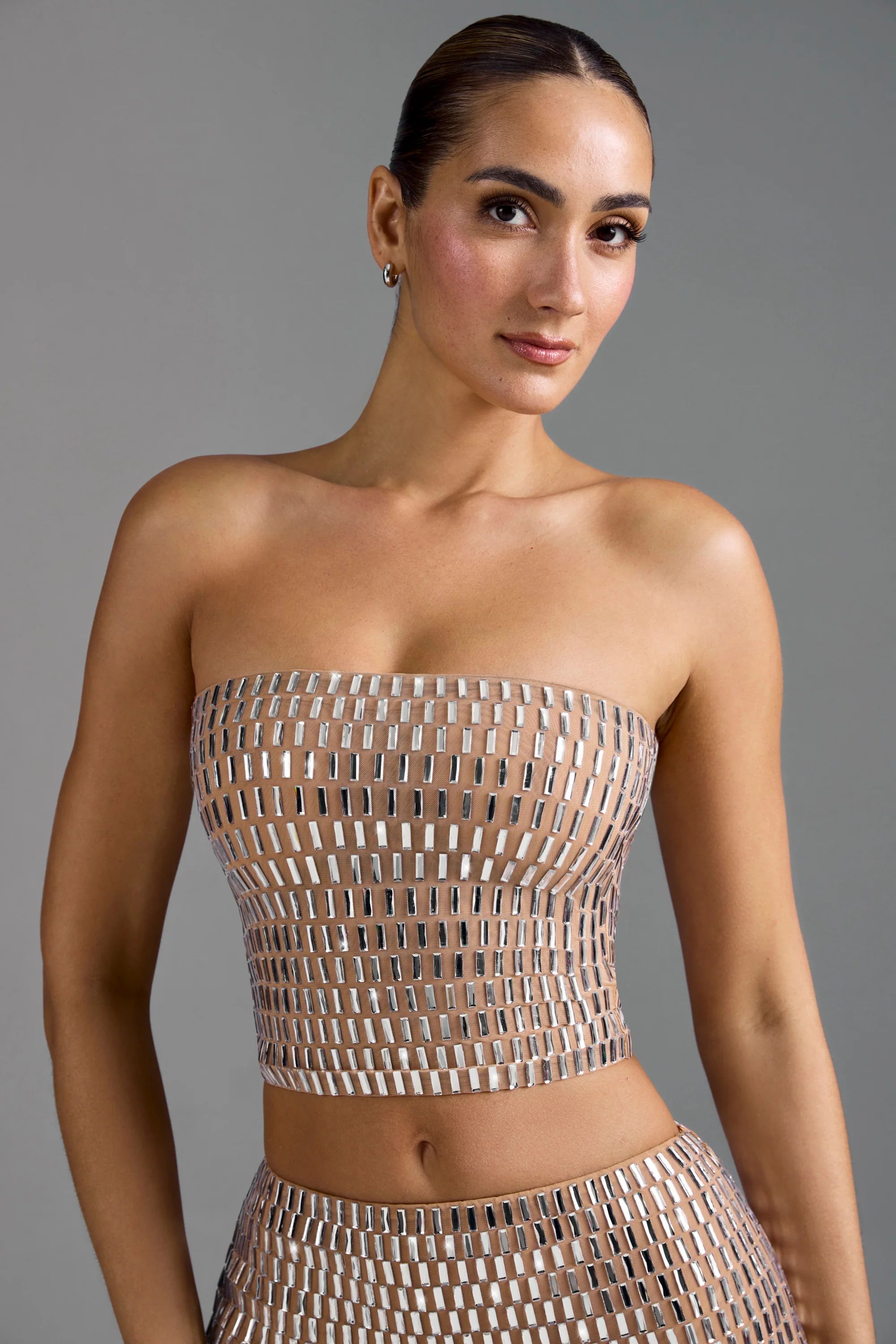 Embellished Bandeau Top in Almond | Oh Polly