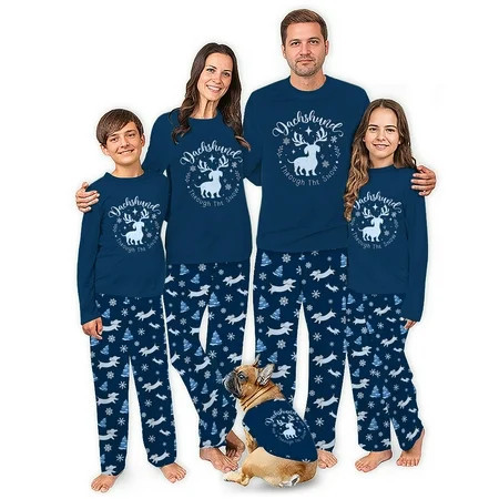 Pajamas By Jenny Dachshund Reindeer Matching Christmas Pajamas With Dog Size, Holiday Matching Pjs, 2 Piece Set | Walmart (US)