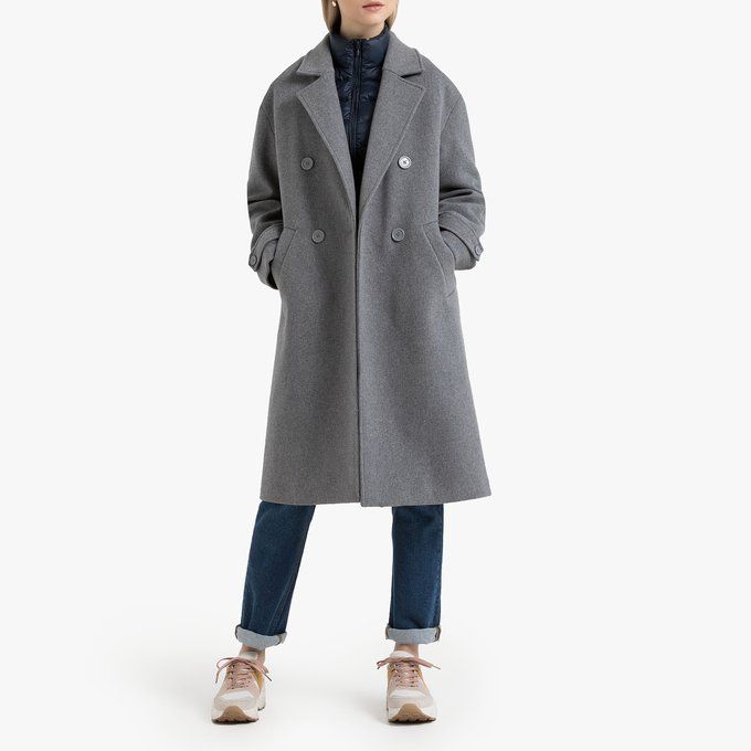 Wool Mix Double-Breasted Coat with Pockets | La Redoute (UK)