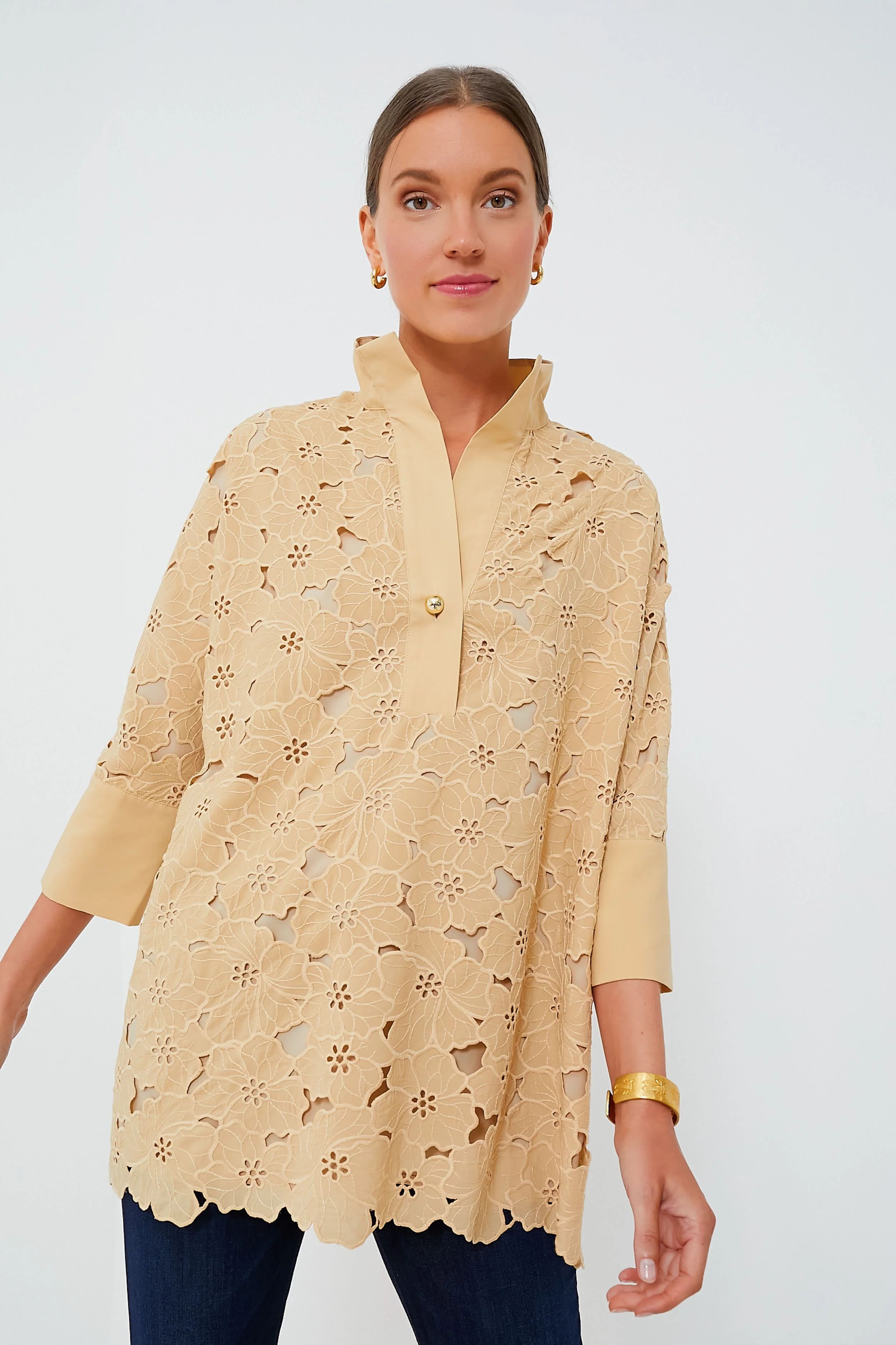 Tan Lace Willow Blouse | Tuckernuck (US)