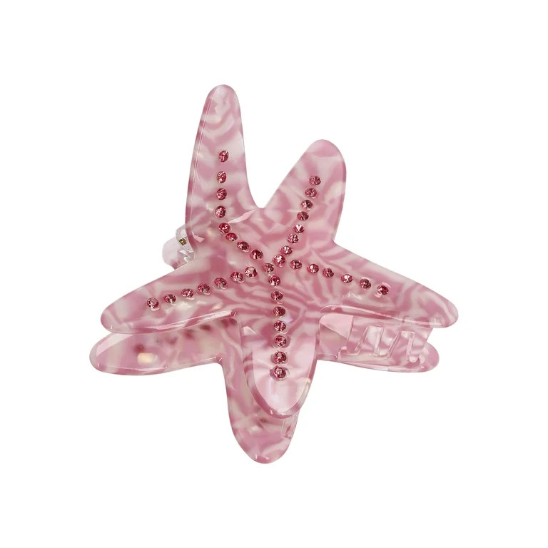 No Boundaries Acrylic Crystal Starfish Claw Clip, Pink | Walmart (US)