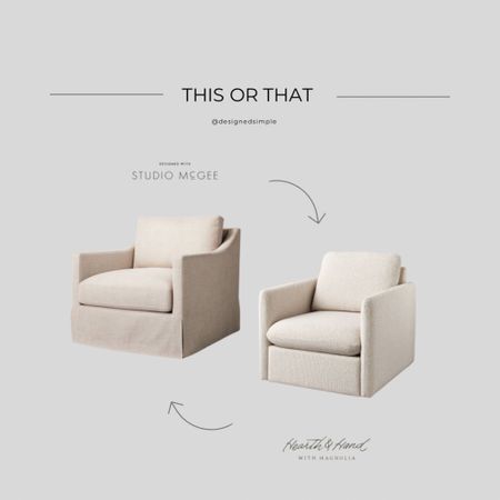 This or that - gray accent chair, swivel chair, living room chair, bedroom chair - Studio McGee at Target, Hearth & Hand at Target, Studio McGee at Target new collection, Hearth & Hand at Target new collection 

#LTKsalealert #LTKhome #LTKstyletip