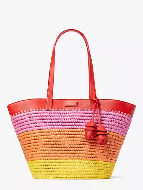 the pier striped straw medium tote | Kate Spade (US)