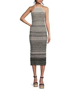 GB Metallic Crochet Halter Midi Dress - S | Dillard's