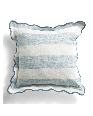20x20 Scalloped Striped Outdoor Pillow | Polyester/Rayon | Marshalls