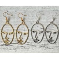 Gold Silver Face Earrings Statement Earrings Statement Jewellery Hollow Face Earrings Picasso Face E | Etsy (US)