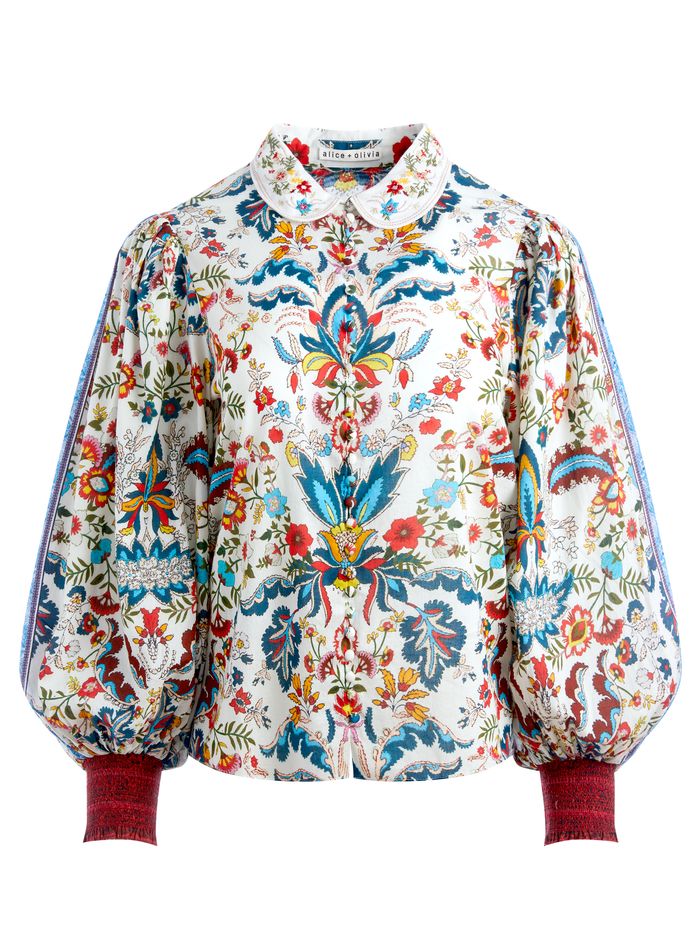 APRIL EMBROIDERED FLORAL BLOUSE | Alice + Olivia