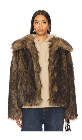Kennedy Faux Fur Coat in Brown | Revolve Clothing (Global)
