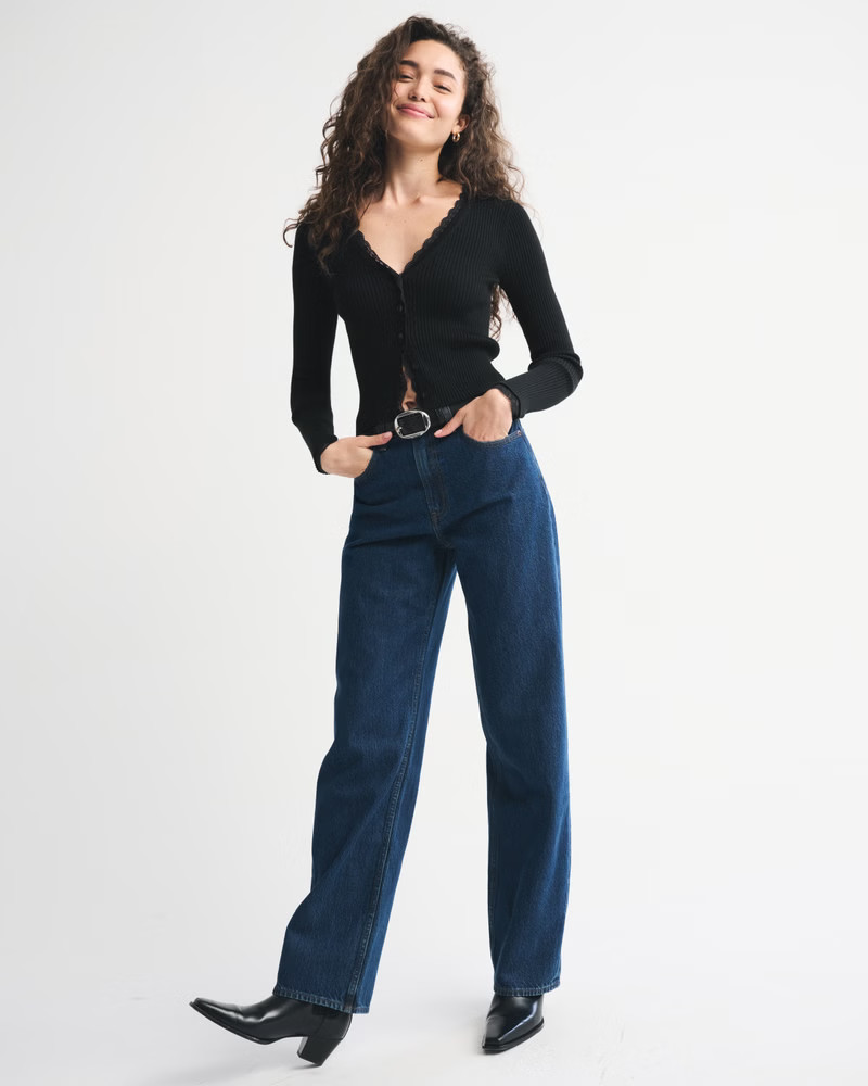 Women's Lace-Trim Cardigan | Women's Tops | Abercrombie.com | Abercrombie & Fitch (US)