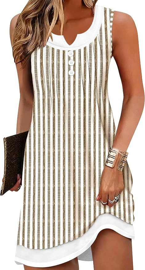 Disamer Sundresses for Women 2026 Beach Vacation Swimsuit Cover Ups Boho Summer Dresses Button St... | Amazon (US)