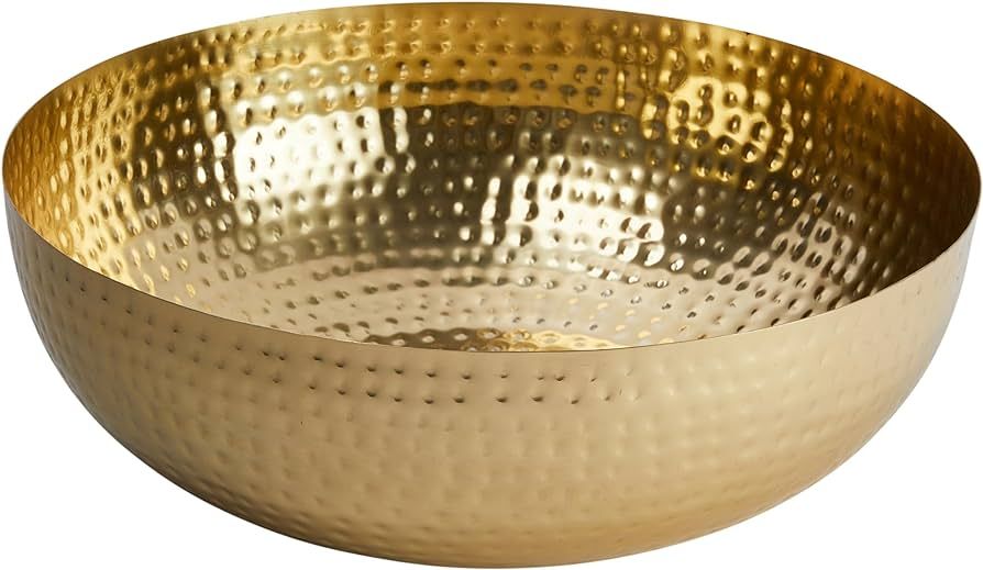 Creative Co-Op Round Hammered Metal Bowl, Gold Finish, 14" | Amazon (US)