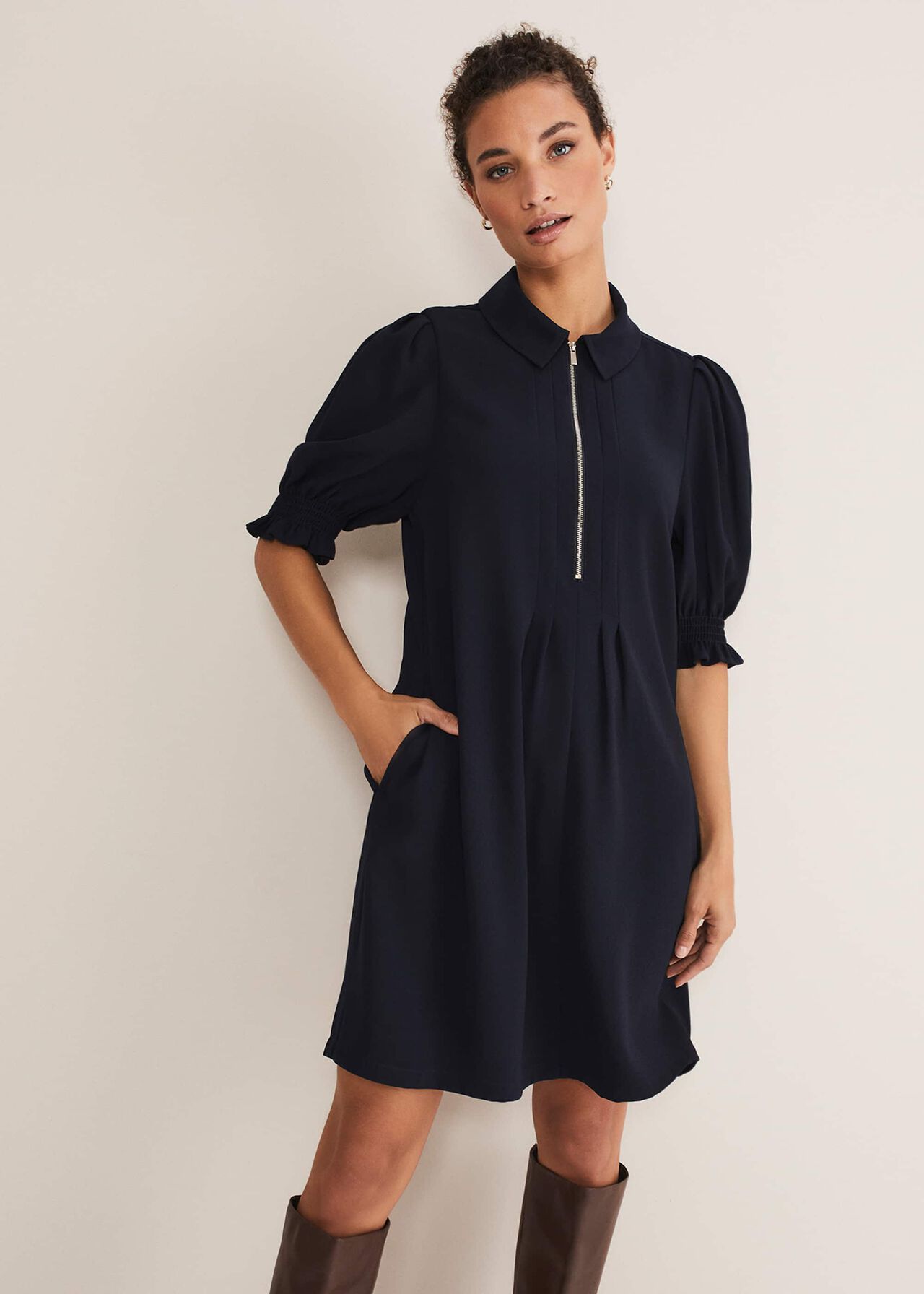 Candice Navy Zip Mini Dress | Phase Eight (UK)