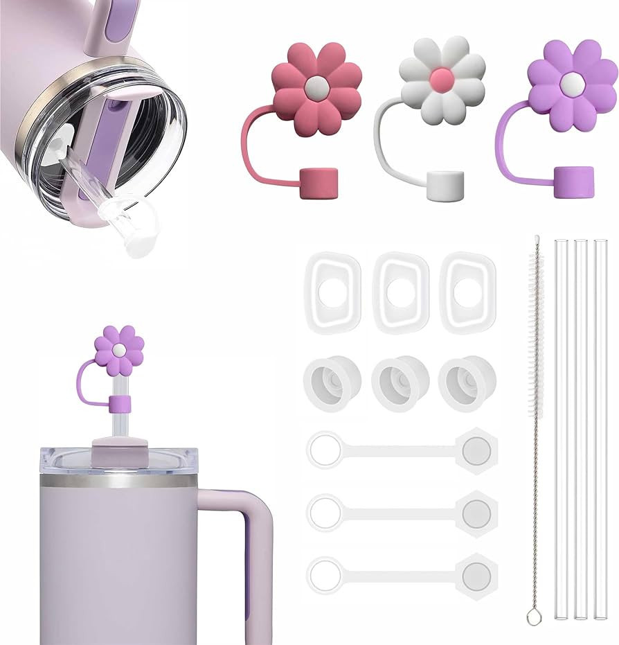 Stanley Cup Accessories Set Including 9 Pcs Silicone Spill Proof Stopper,3 Pcs Cute Straw Cover C... | Amazon (US)