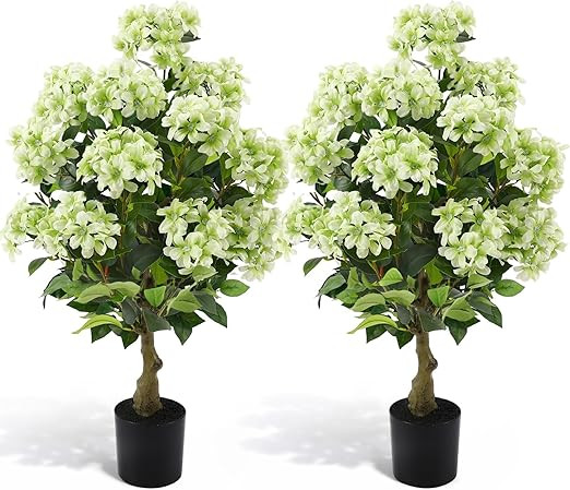 2 Pack 3ft Artificial Hydrangea Tree Faux Hydrangea Plants Indoor Outdoor Fake Flower Trees with ... | Amazon (US)