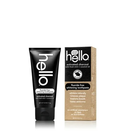 Hello Activated Charcoal Fluoride Free Whitening Toothpaste, Vegan & SLS Free, 4.0oz | Walmart (US)