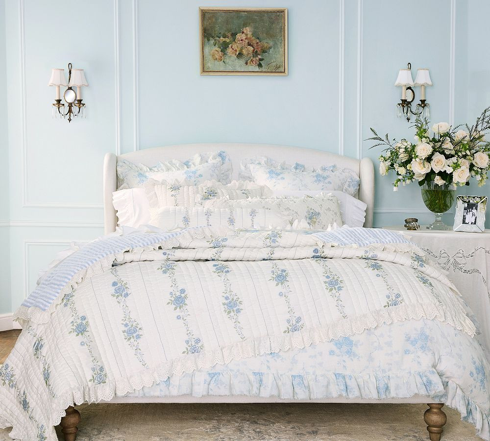 LoveShackFancy Rosette Embroidered Quilt | Pottery Barn (US)