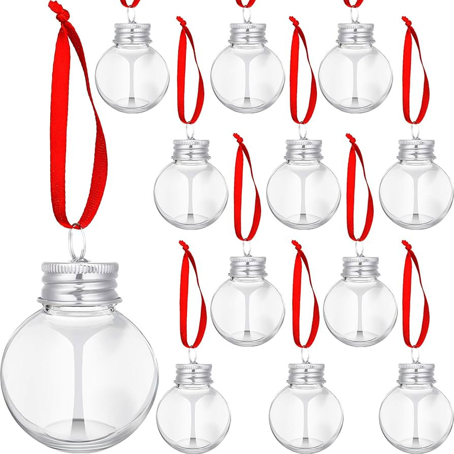 Patelai Christmas Drink Balls Shot Glass Ornament Plastic Fillable Christmas Tree Ornaments Clear Xm | Amazon (US)