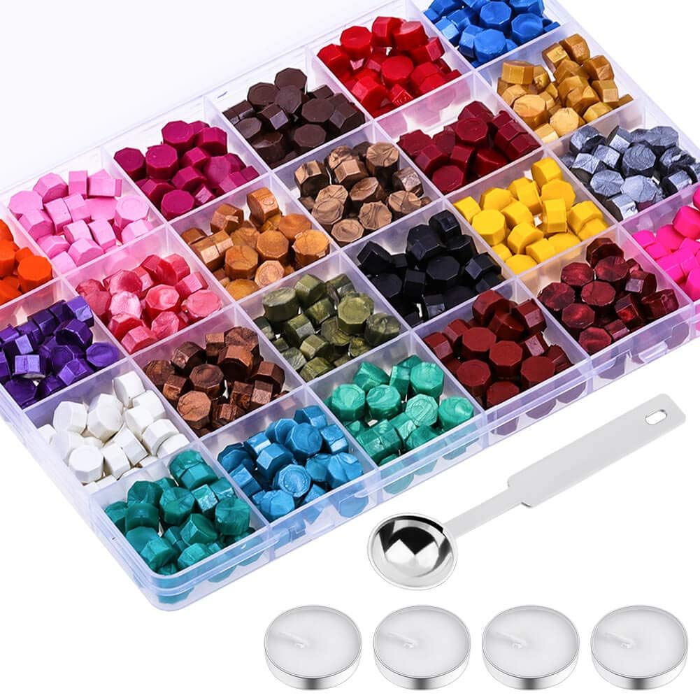 Paxcoo 624Pcs Sealing Wax Beads, Sealing Wax for Wax Seal Stamp, Hexagon Wax Seal Beads with A Wa... | Amazon (US)