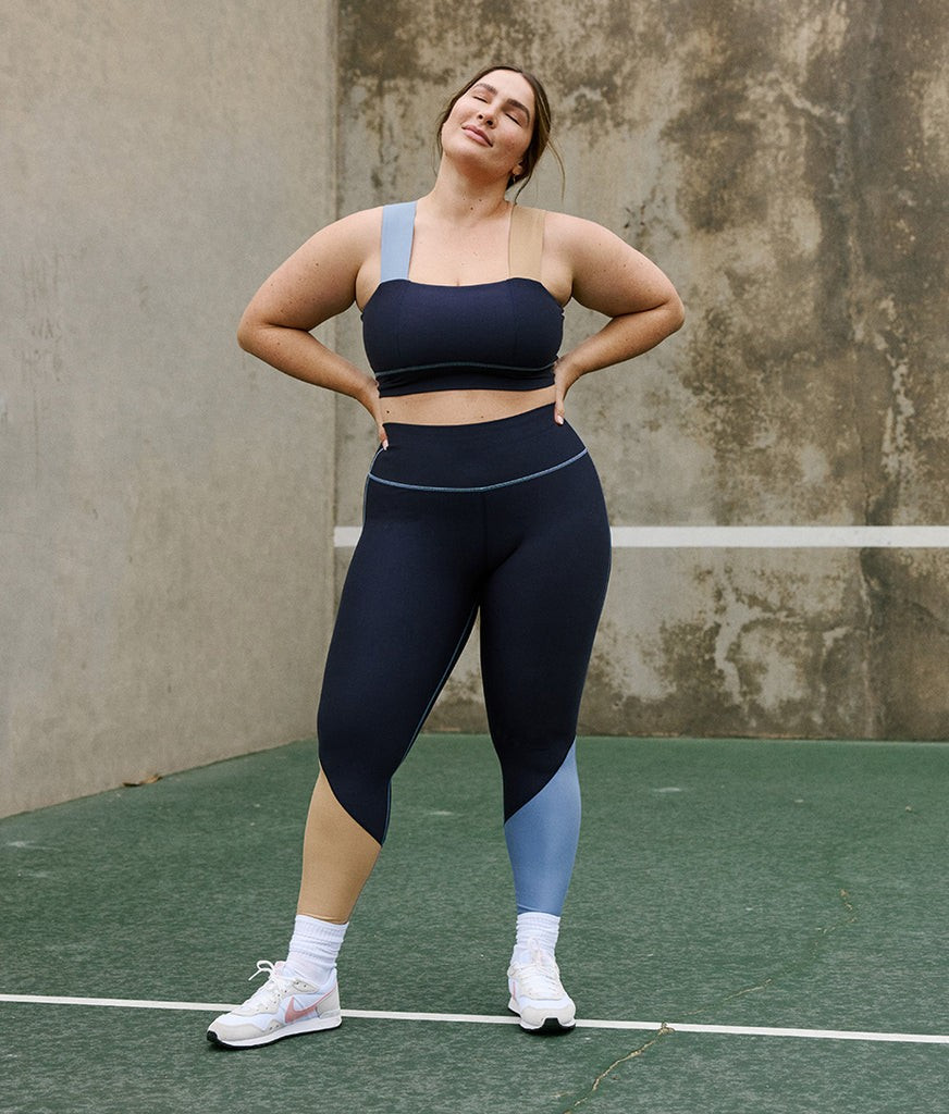 The Colorblock High-Rise Full-Length Leggings - Midnight & Slate & Toffee | SummerSalt