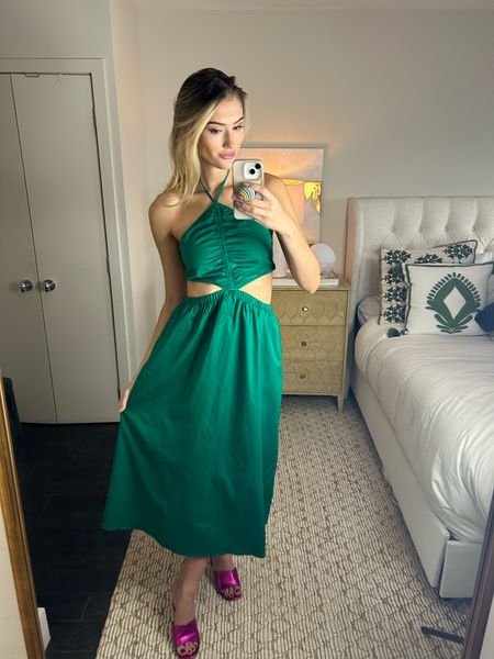 Love this emerald green dress for Spring! Wearing a small - TTS. 

cute spring dresses / green dress aesthetic / best Amazon dresses / emerald dress / summer midi dress

#amazonfinds #springdress 

#LTKsalealert #LTKFind #LTKunder100